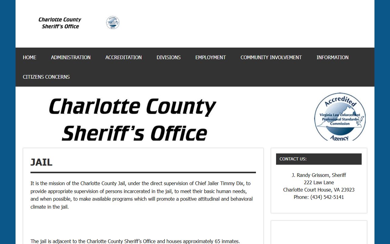 Charlotte County Sheriff's Office jail information page