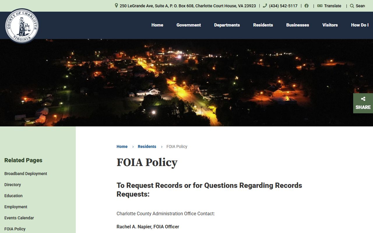 Charlotte County inmate population FOIA records policy
